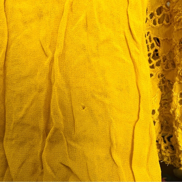 Anthropologie Clementine Peasant Blouse SZ 6 Yellow Eyelet Ruffles Boho Hipster - Picture 8 of 11